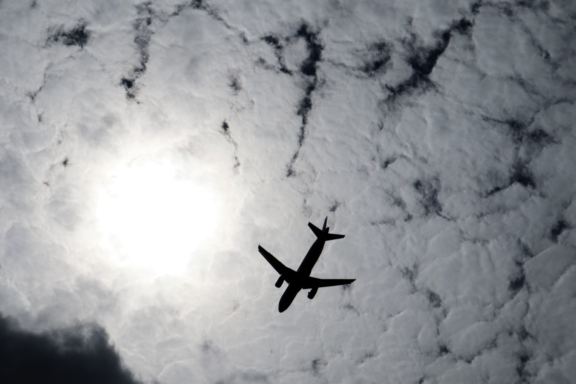 Plane Flying Overhead. Daylight Photography.